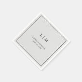 Eenvoudig Lichtgrijs Monogram Elegante Trouwkaart Servet (Hoek)