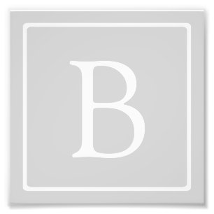 Eenvoudig lichtgrijs monogram foto afdruk