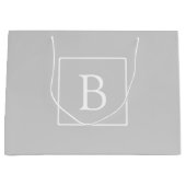 Eenvoudig Lichtgrijs Monogram Groot Cadeauzakje (Voorkant)