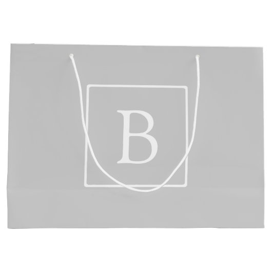 Eenvoudig Lichtgrijs Monogram Groot Cadeauzakje (Achterkant)