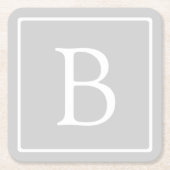 Eenvoudig lichtgrijs monogram kartonnen onderzetters (Voorkant)