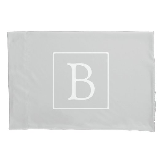 Eenvoudig lichtgrijs monogram kussensloop (Voorkant)