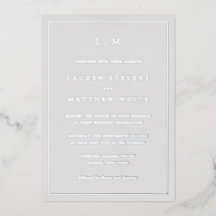 Eenvoudig lichtgrijs monogram legant bruiloft