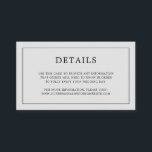 Eenvoudig lichtgrijs monogram legant bruiloft informatiekaartje<br><div class="desc">Eenvoudige kleine trouwbehuizingskaart met een modern, maar elegant design met uw details omgeven door een dunne rand en uw monogram op de achterkant. Alle ontwerpelementen zijn zwart op een lichtgrijze achtergrond en kunnen in het gereedschap voor het bewerken van het ontwerp worden gewijzigd. Een stijlvol en stijlvol ontwerp dat ideaal...</div>