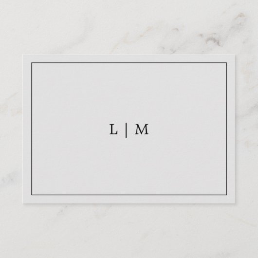 Eenvoudig lichtgrijs monogram legant bruiloft informatiekaartje (Achterkant)