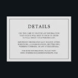 Eenvoudig lichtgrijs monogram legant bruiloft informatiekaartje<br><div class="desc">Eenvoudige trouwbehuizingskaart met een modern, maar elegant ontwerp met uw details omringd door een dunne rand. Alle tekst is zwart op een zilveren grijze achtergrond. De doopvonten en de achtergrondkleuren kunnen in om het even welke kleuren worden veranderd u door de knoop "aan te passen" te klikken. Een stijlvol en...</div>