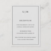 Eenvoudig lichtgrijs monogram legant bruiloft informatiekaartje (Voorkant)