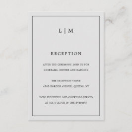 Eenvoudig lichtgrijs monogram legant bruiloft informatiekaartje