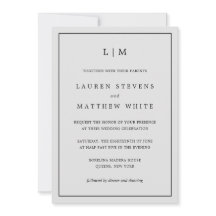 Eenvoudig lichtgrijs monogram legant bruiloft