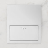 Eenvoudig lichtgrijs monogram legant bruiloft plaatskaartje (Buitenkant ongevouwen)