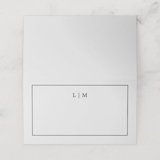 Eenvoudig lichtgrijs monogram legant bruiloft plaatskaartje (Buitenkant ongevouwen)