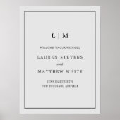 Eenvoudig lichtgrijs monogram legant bruiloft poster (Voorkant)