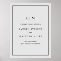 Eenvoudig lichtgrijs monogram legant bruiloft