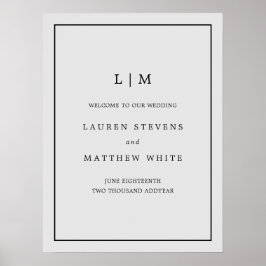 Eenvoudig lichtgrijs monogram legant bruiloft poster