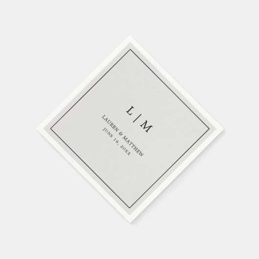 Eenvoudig lichtgrijs monogram legant bruiloft servet (Hoek)