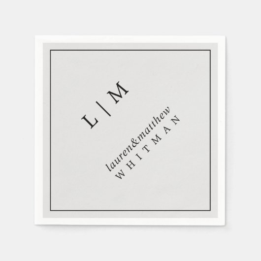 Eenvoudig lichtgrijs monogram legant bruiloft servet (Voorkant)