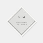 Eenvoudig lichtgrijs monogram legant bruiloft servet (Hoek)