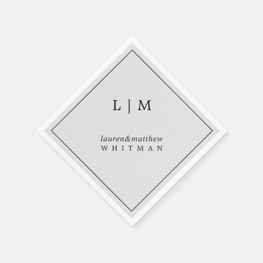 Eenvoudig lichtgrijs monogram legant bruiloft servet (Hoek)