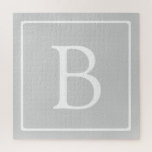 Eenvoudig lichtgrijs monogram legpuzzel<br><div class="desc">Bedankt voor je aankoop!</div>