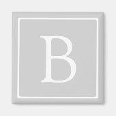 Eenvoudig lichtgrijs monogram magneet (Voorkant)