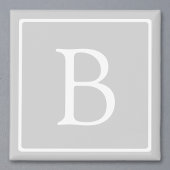 Eenvoudig lichtgrijs monogram magneet