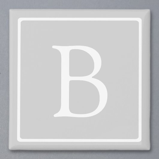 Eenvoudig lichtgrijs monogram magneet