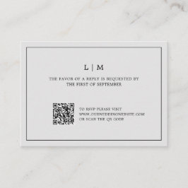 Eenvoudig lichtgrijs monogram QR-code Elegante bru Notitiekaartje