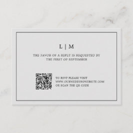 Eenvoudig lichtgrijs monogram QR-code Elegante bru RSVP Kaartje
