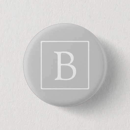 Eenvoudig lichtgrijs monogram ronde button 3,2 cm (Voorkant)