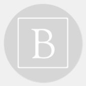 Eenvoudig Lichtgrijs Monogram Ronde Sticker (Voorkant)