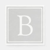 Eenvoudig lichtgrijs monogram servet (Voorkant)