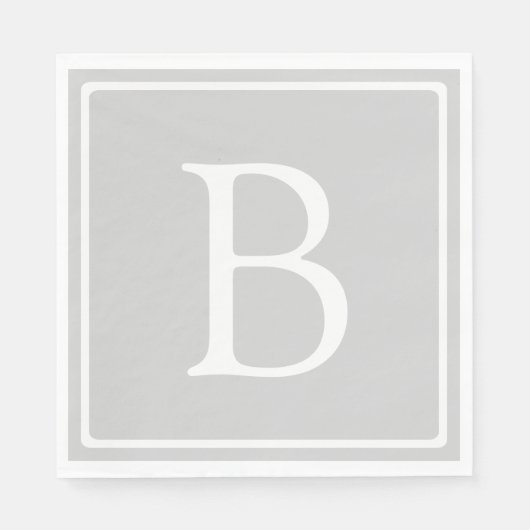 Eenvoudig lichtgrijs monogram servet (Voorkant)