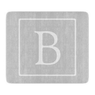 Eenvoudig Lichtgrijs Monogram Snijplank