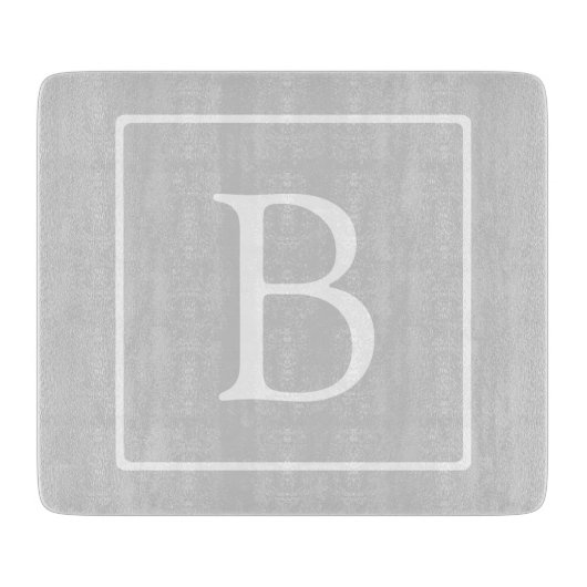 Eenvoudig Lichtgrijs Monogram Snijplank (Voorkant)