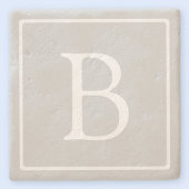 Eenvoudig lichtgrijs monogram stenen onderzetter