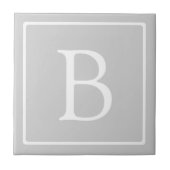 Eenvoudig Lichtgrijs Monogram Tegeltje (Voorkant)