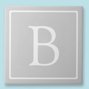 Eenvoudig Lichtgrijs Monogram Tegeltje