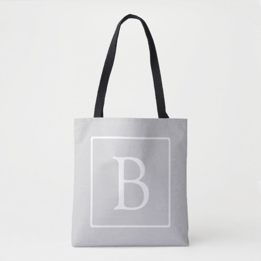 Eenvoudig lichtgrijs monogram tote bag (Voorkant)