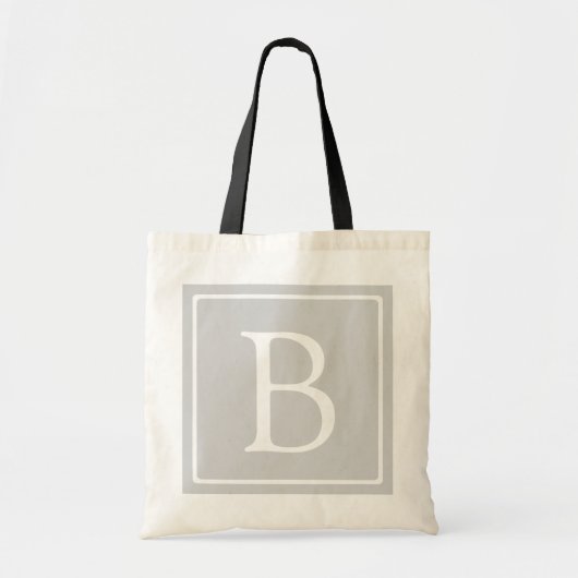 Eenvoudig lichtgrijs monogram tote bag (Voorkant)