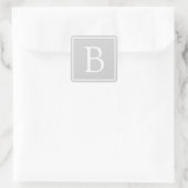 Eenvoudig Lichtgrijs Monogram Vierkante Sticker (Tas)