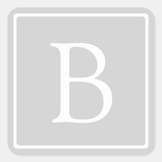 Eenvoudig Lichtgrijs Monogram Vierkante Sticker (Voorkant)
