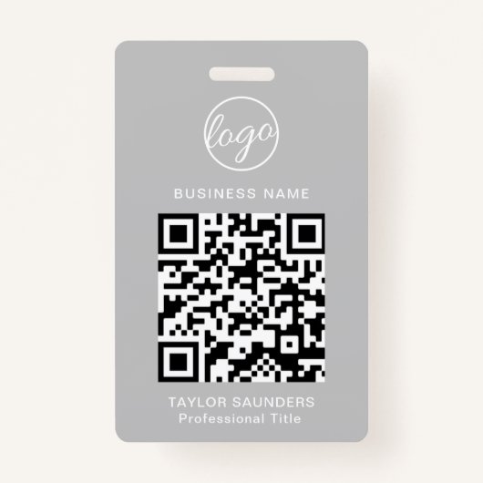 Eenvoudig lichtgrijs QR-code werknemer-ID Badge (Voorkant)