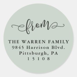 Eenvoudig lichtgroen script retouradres ronde sticker
