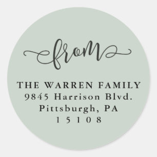 Eenvoudig lichtgroen script retouradres ronde sticker