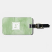 Eenvoudig lichtgroen subtiel marmer modern Monogra Bagagelabel (Voorkant horizontaal)