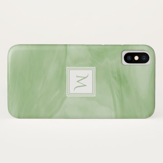 Eenvoudig lichtgroen subtiel marmer modern Monogra Case-Mate iPhone Case (Achterkant (horizontaal))