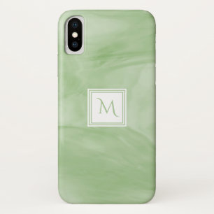Eenvoudig lichtgroen subtiel marmer modern Monogra Case-Mate iPhone Case