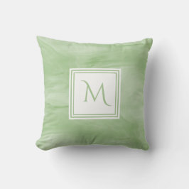 Eenvoudig lichtgroen subtiel marmer modern Monogra Kussen