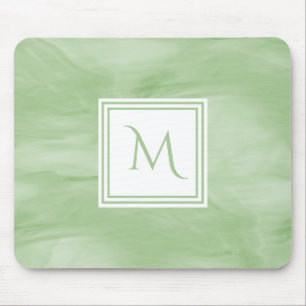 Eenvoudig lichtgroen subtiel marmer modern Monogra Muismat