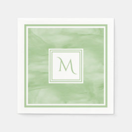 Eenvoudig lichtgroen subtiel marmer modern Monogra Servetten